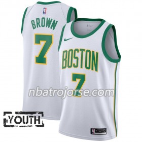 Barn Boston Celtics Tröja Jaylen Brown 7 2018-19 Nike City Edition Vit Swingman